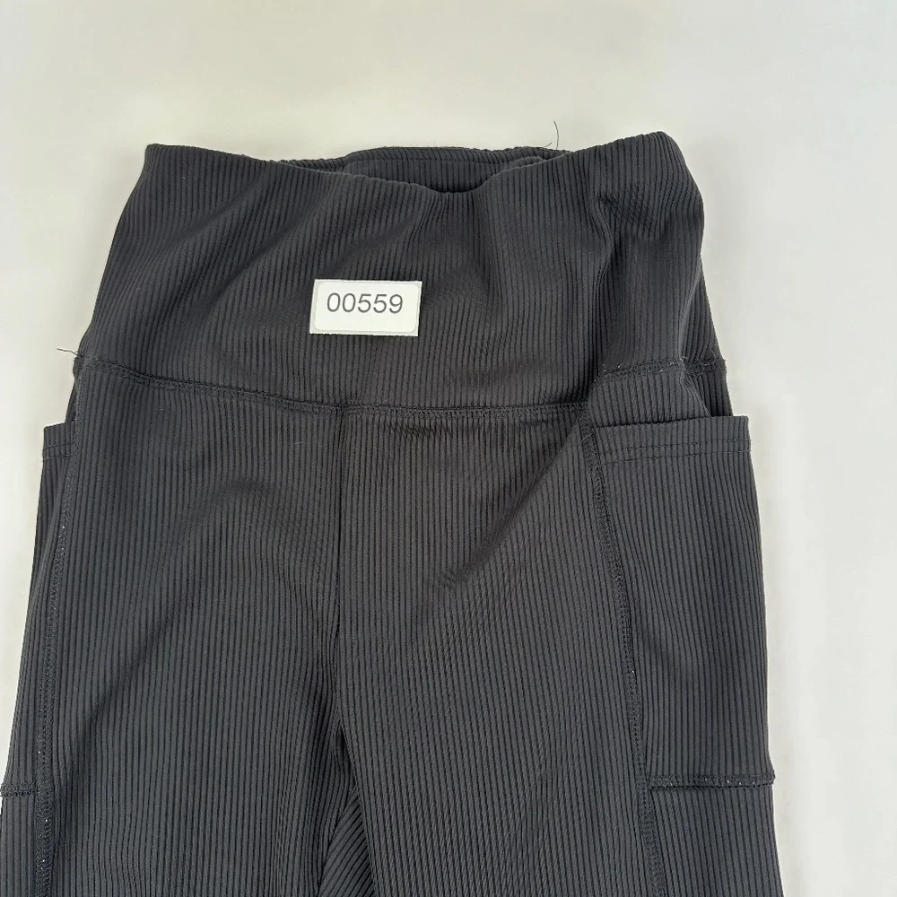 Leggings Womens Black Ribbed - Picture 9 of 9